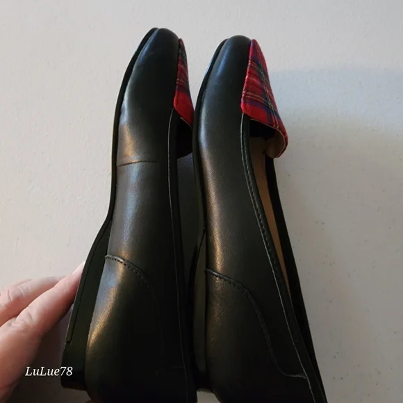 Bandolino Liberty Red Plaid and Black Leather Loafers 6M - Picture 6 of 9